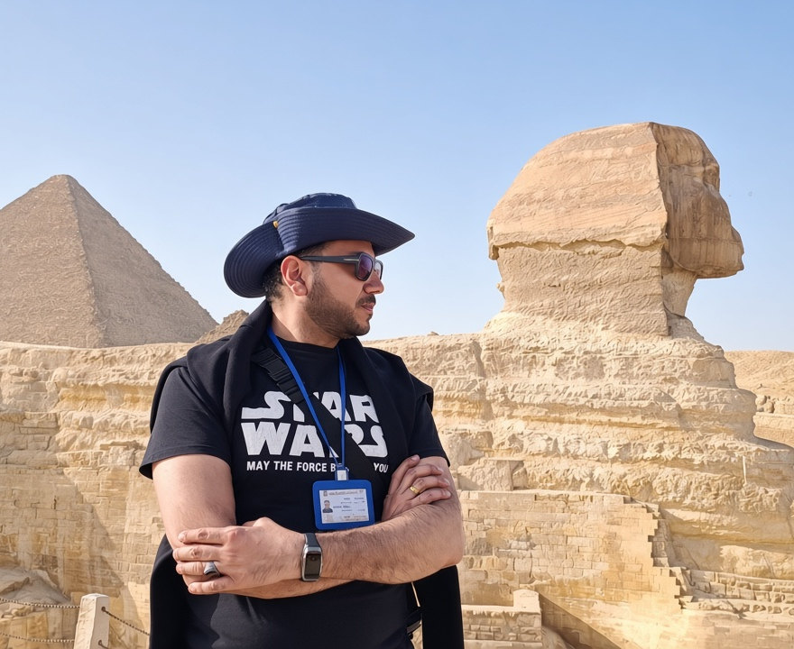 Michael Sabry guiding at the Great Sphinx of Giza